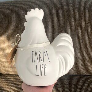 NWT Rae Dunn Rooster Canister or Cookie Jar "Farm Life"